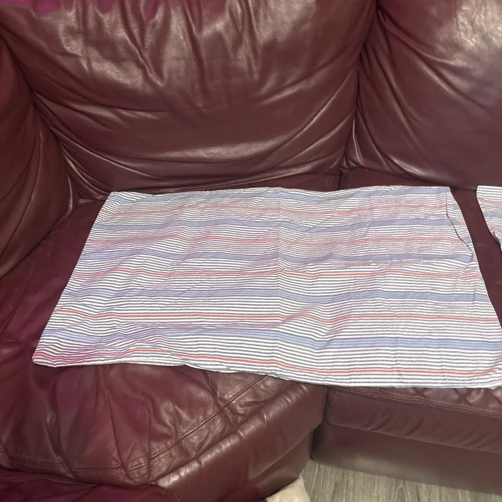 2 Pair Vintage Ralph Lauren King Sz Pillow Cases Blue White Light Orange Stripe